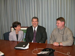 Cynthia Mills (President, TCIA), David Marren (Director of Regulatory Affairs, Bartlett Tree Research Laboratories), and Patrick Kapust (Safety and Occupational Health Specialist, OSHA) during an implementation team meeting.