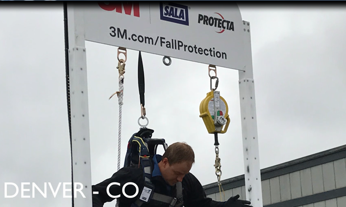 Man testing fall protection equipment in Denver, CO