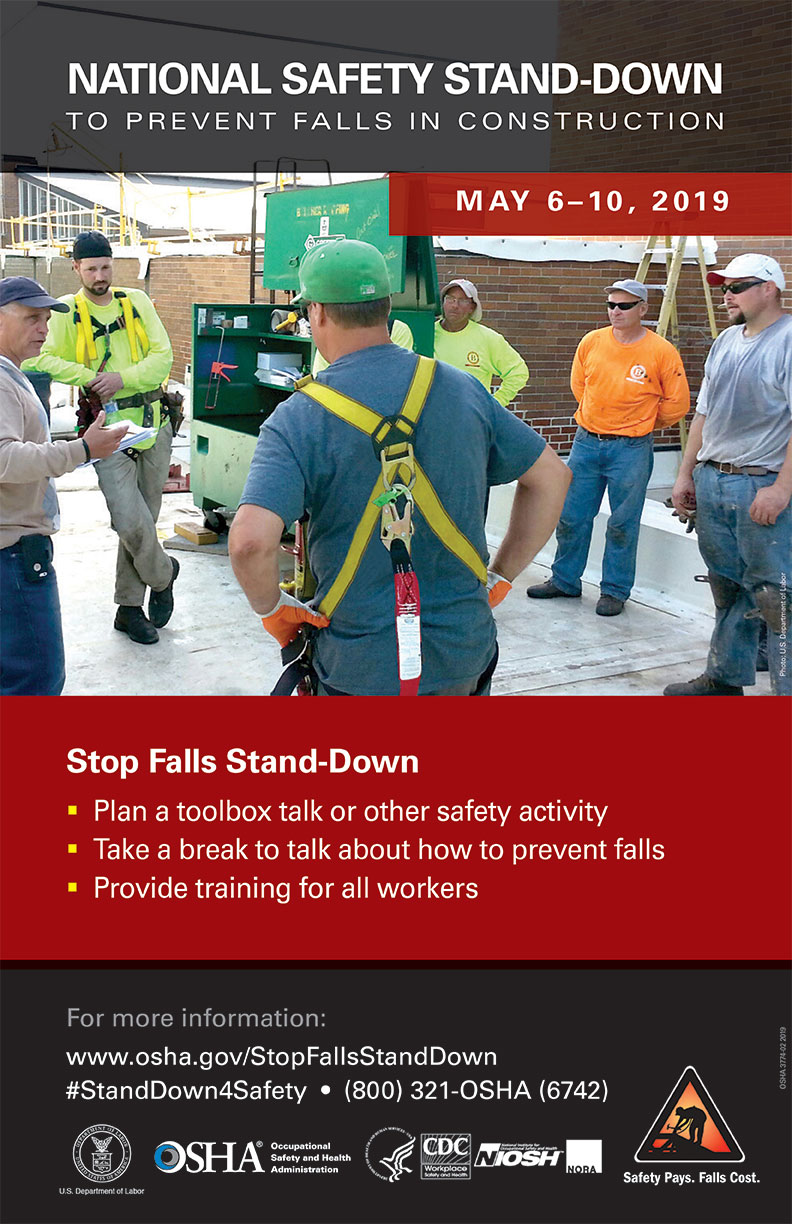 National Safety Stand-Down to Prevent Falls in Construction - May 6-10, 2019 Poster in English