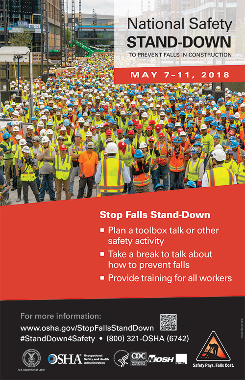 National Safety Stand-Down to Prevent Falls in Construction - May 7-11, 2018 Poster in English