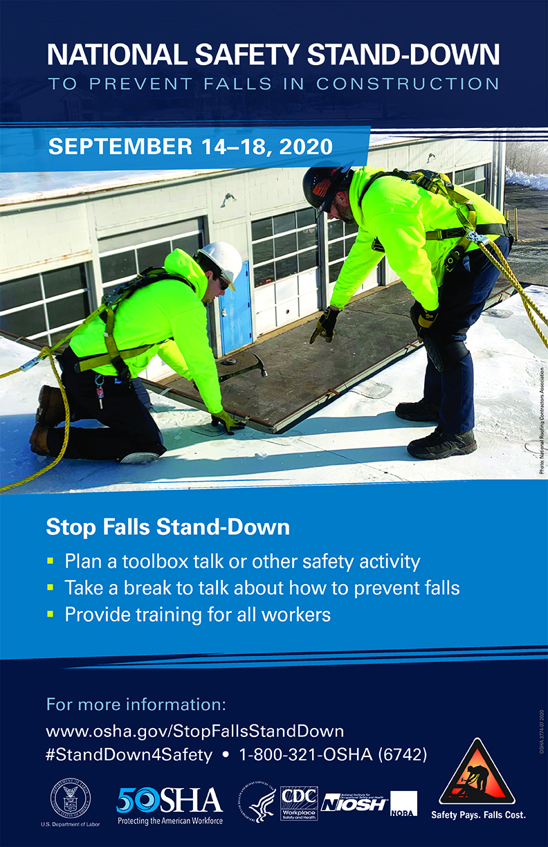 Poster Image: National Safety Stand-Down to Prevent Falls in Construction - September 14-18, 2020