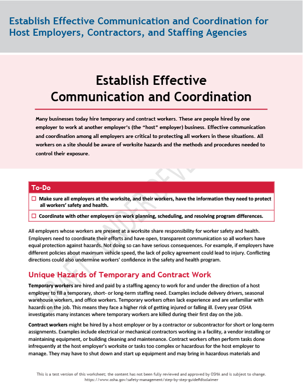 Establish effective communication and coordination