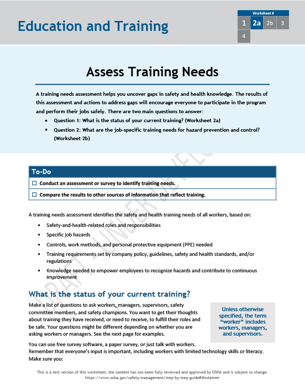 Assess training needs