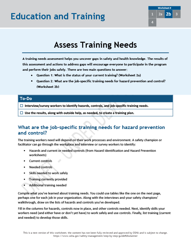 Assess training needs