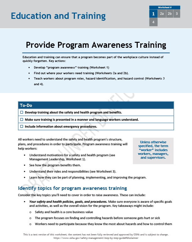 Provide program awareness training