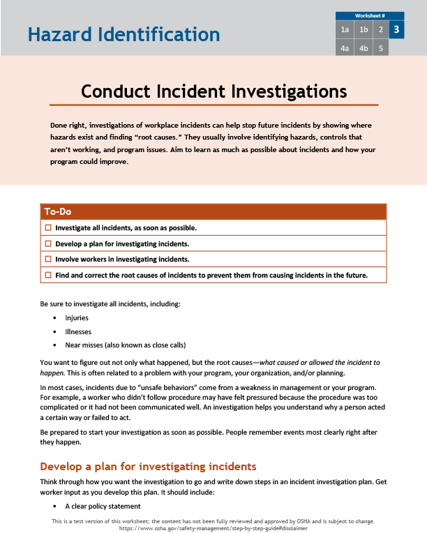 Conduct Incident Investigations