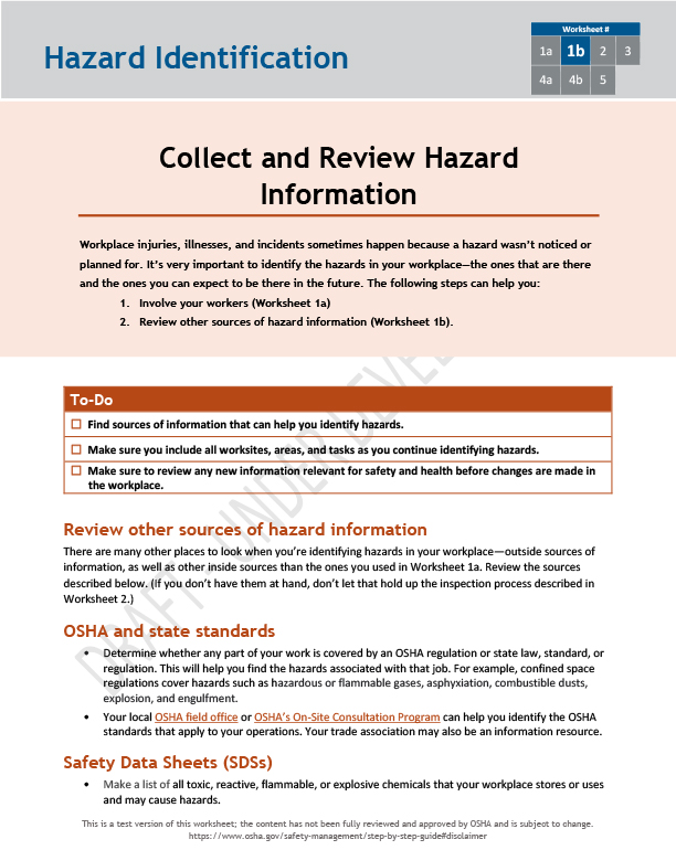 Collect and review hazard information