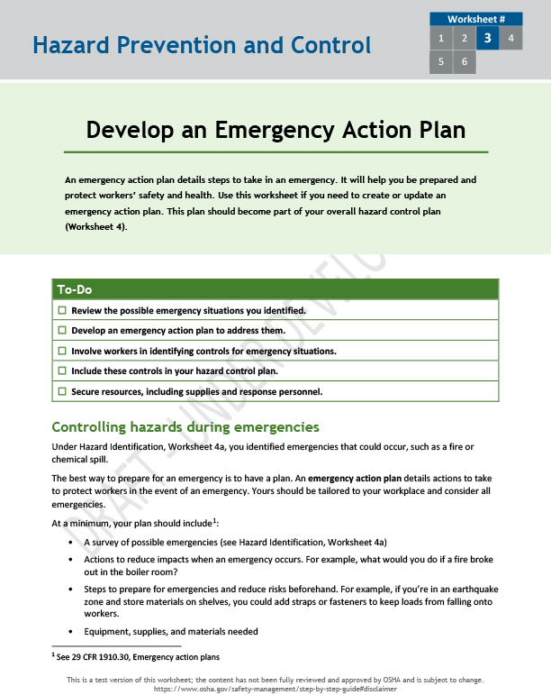 Develop an emergency action plan