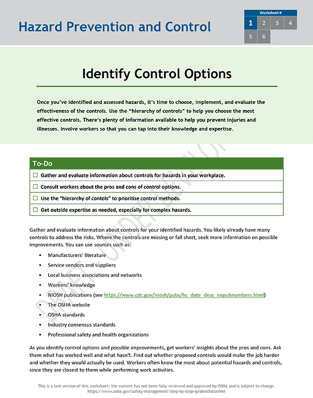 Identify control options