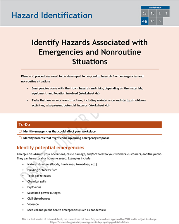 Identify hazards associated with emergencies and nonroutine situations.