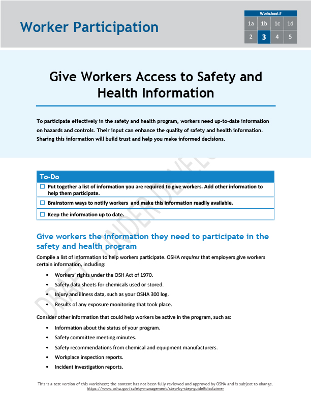 Give workers access to safety and health information