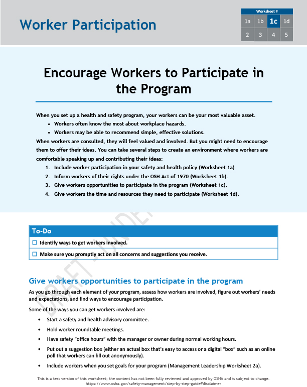 Encourage workers to participate in the program