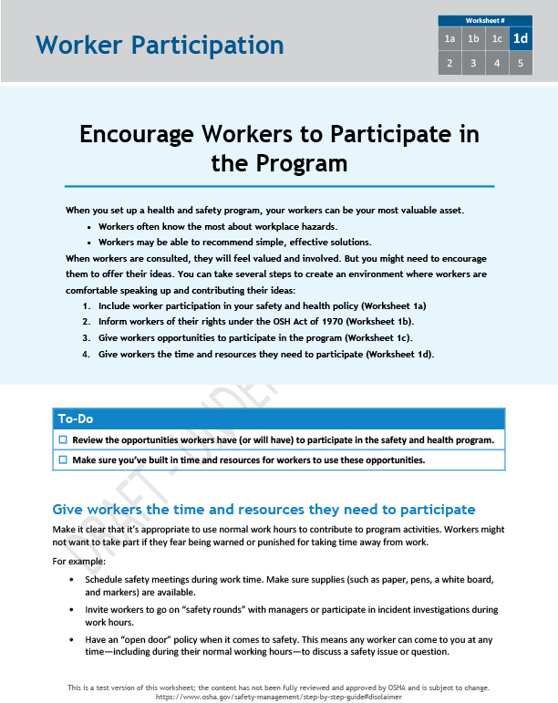 Encourage workers to participate in the program