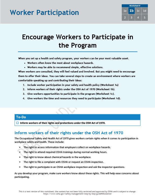 Encourage workers to participate in the program