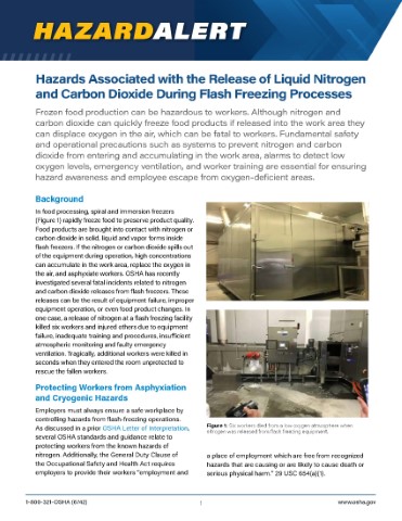 Hazard Alert: Hazards Associated with the Release of Liquid Nitrogen and Carbon Dioxide During Flash Freezing Processes