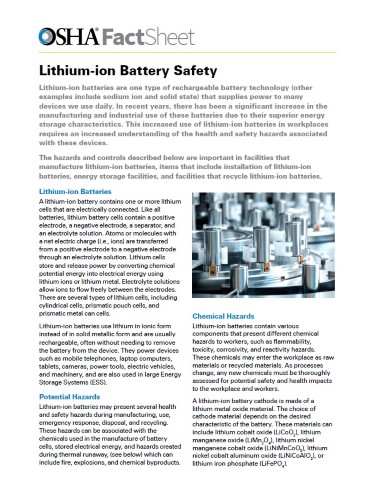 Batteries: Lithium-ion Battery Safety Fact Sheet