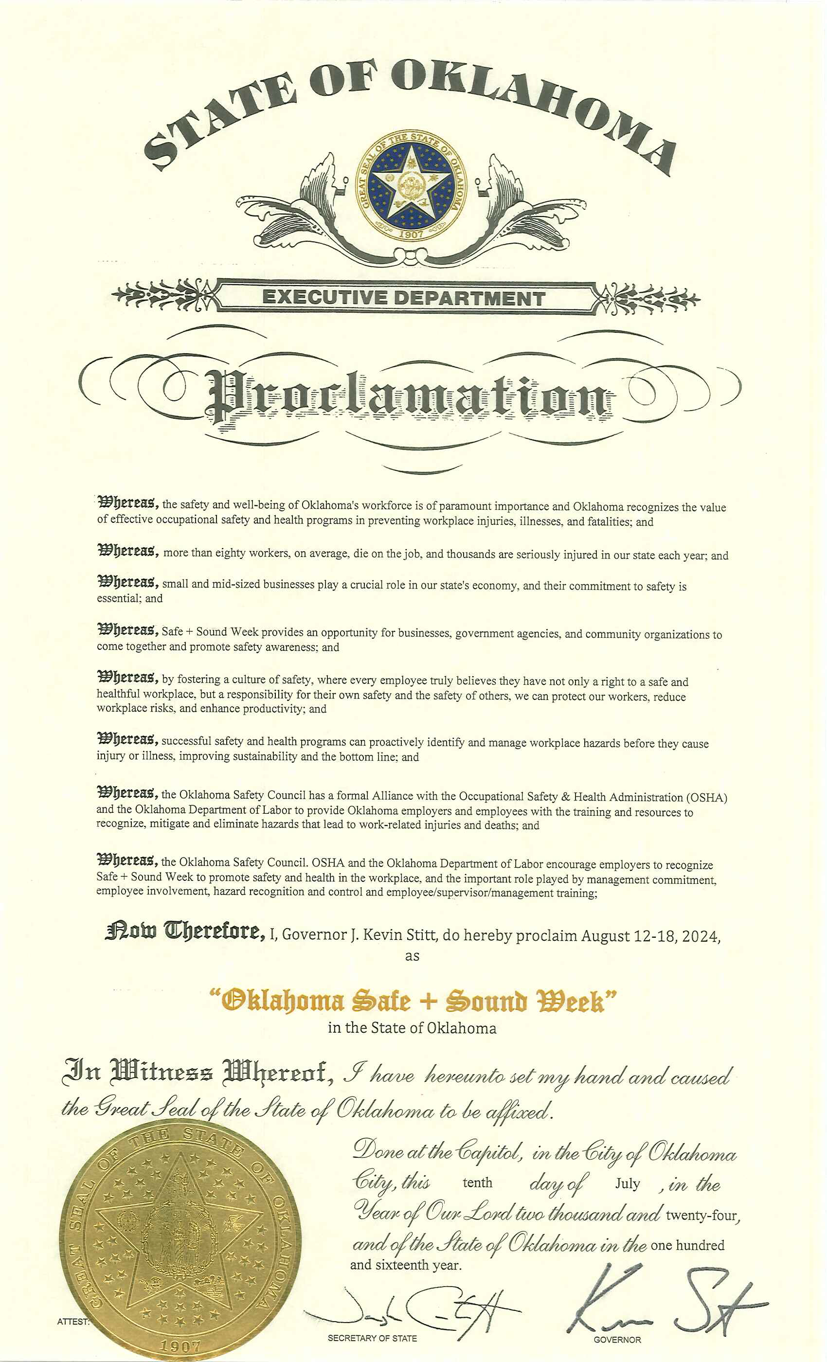 Oklahoma Proclamation