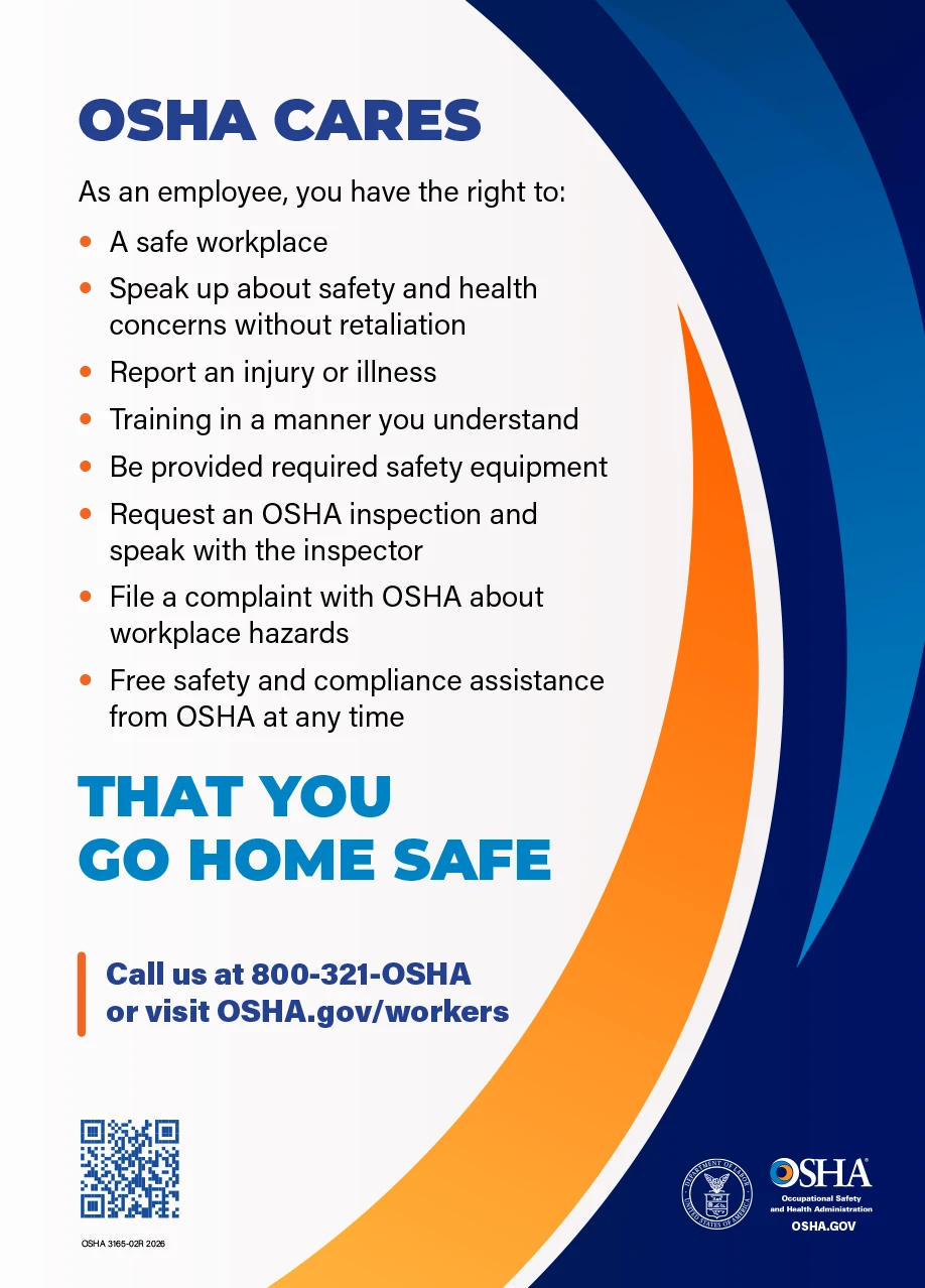 Job Safety and Health - It's the Law! Poster