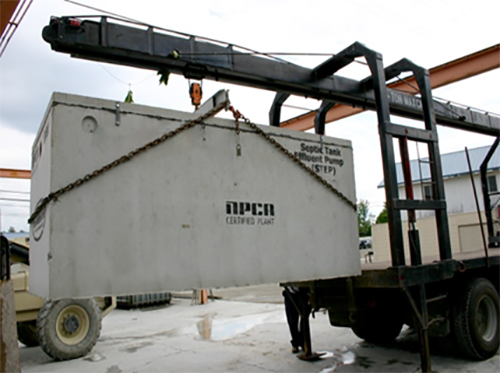 Septic Tank Delivery Rig | Copyright: National Precast Concrete Association