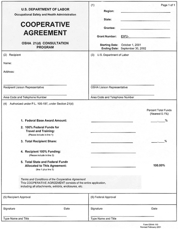 Cooperative Agreement Form Image