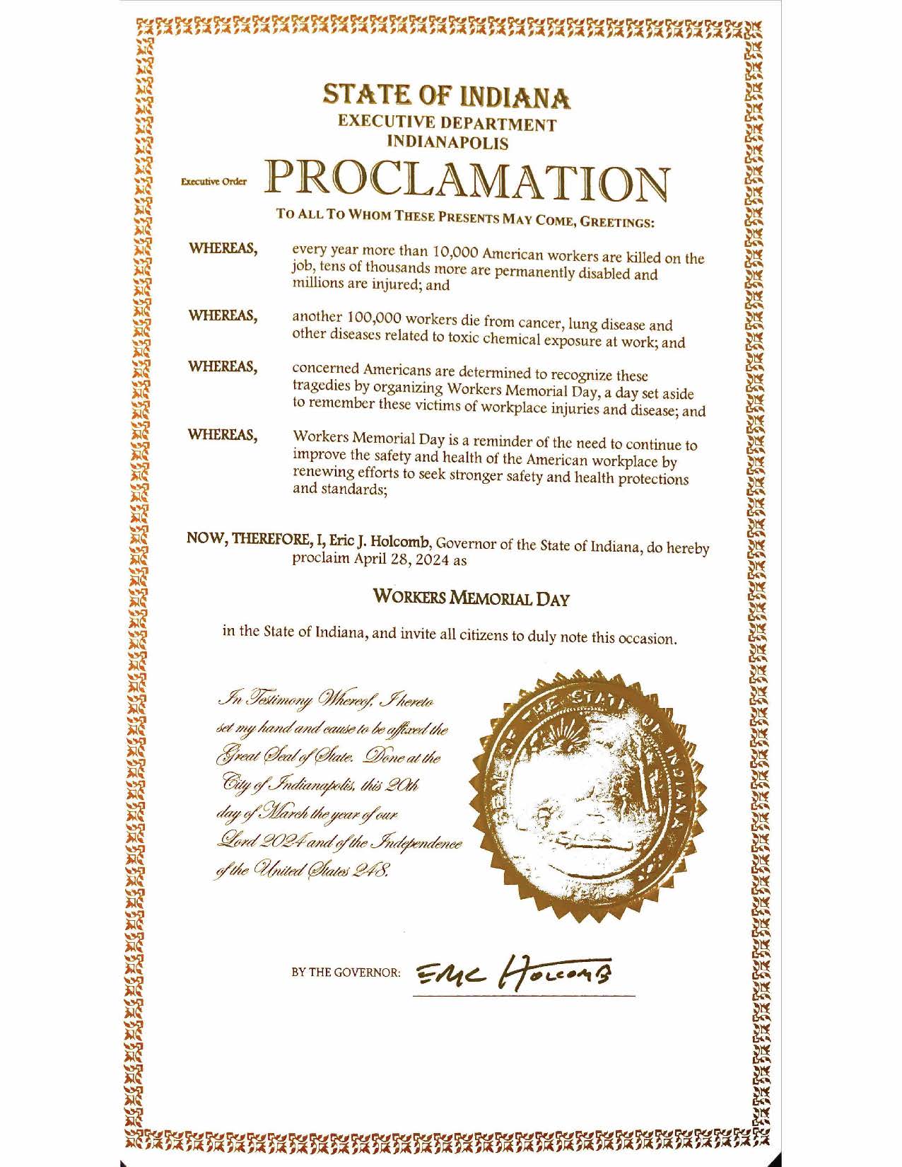 Indiana Proclamation