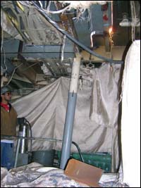 Figure 2. Fire retardant covers on pipes used to protect against sparks from hot work.