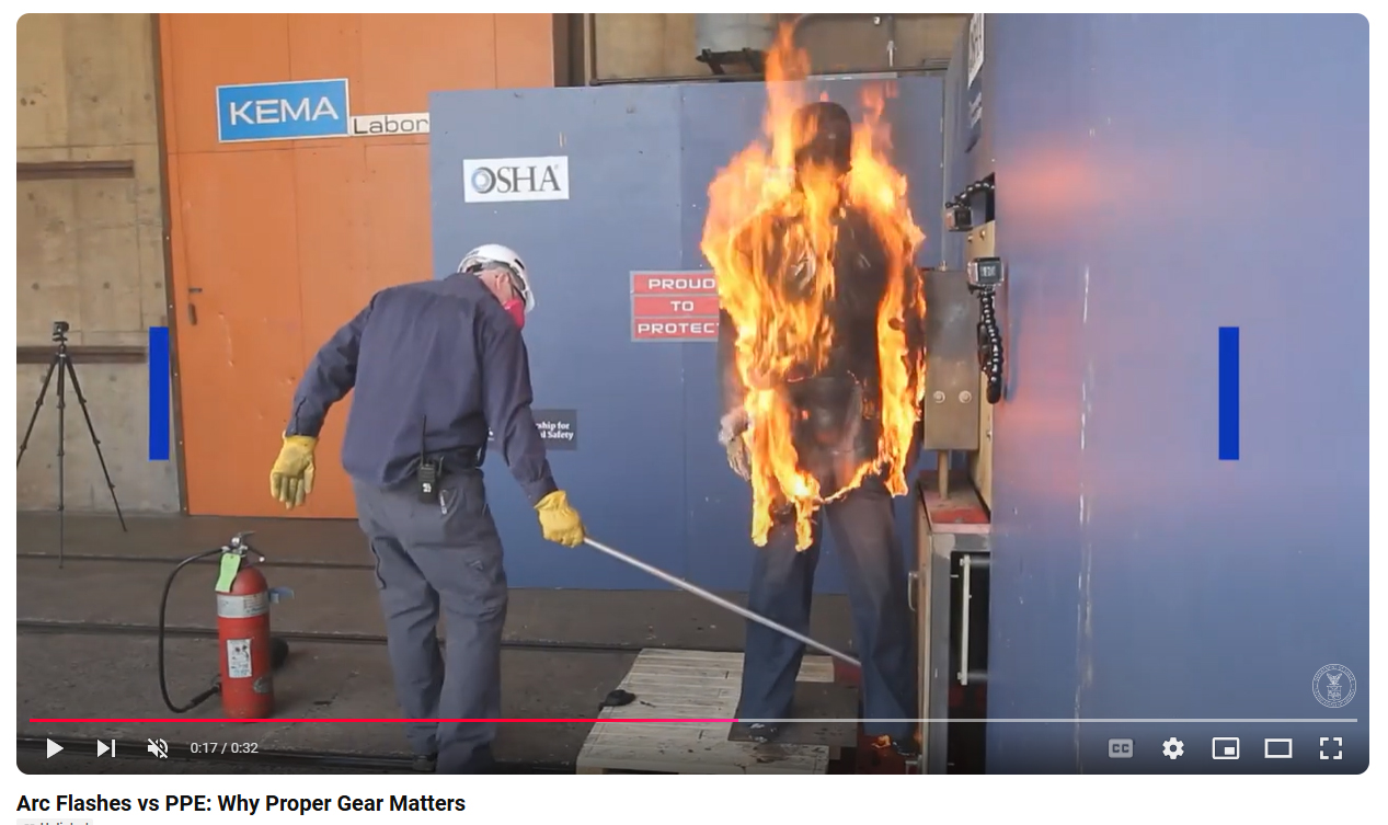 Screenshot of video: Arc Flashes vs PPE: Why Proper Gear Matters