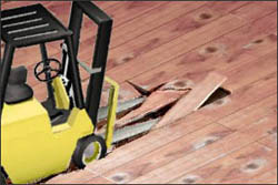 Figure 5. Forklift weight exceeded the load limit of the flooring.