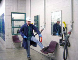 Fig. 2. Vacuum to remove lead from protective clothing