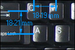 Figure 9. Keyboard with 18-19 mm horizontal spacing and 18-21 mm vertical spacing between keys