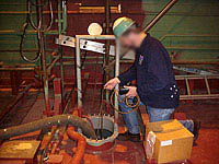 Figure 4: Shipyard Comptetent Person testing space to determine how much ventilation will be needed for safety