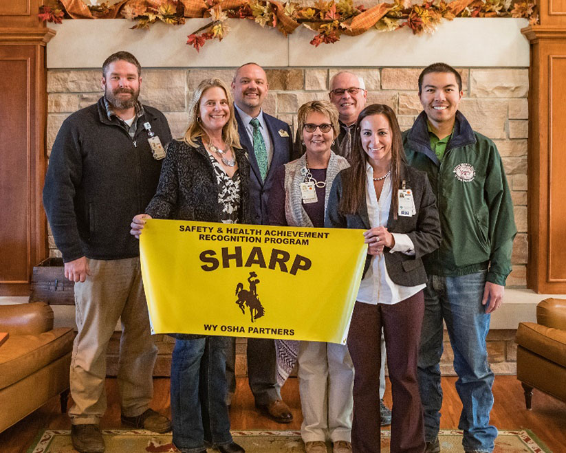 Left to Right: Jesse Struckhoff (Facilities Administrator), Karen Godman (WY OSHA Consultation Manager), Jason Wolfe (WY DWS Compliance & Standards Director), Candis Pickard (CRMC, Facility Safety Officer/Emergency Management Coordinator), Daniel Bulkley (WY OSHA Deputy Director), Ashley Davis (Davis Hospice Manager) and Matthew Young (WY OSHA Consultant)