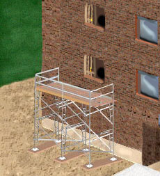 Figure 8. Example of direct access: the scaffold is positioned less than 14 inches below the window opening.