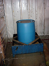 Figure 5: Storage of 55 gallon drum in pan to contain leaks