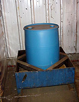 Figure 5: 55-gallon drum of flammable liquid in a leak-protected pan