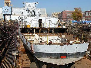 Figure 1: Gangway for access and temporary guardrails on deck.