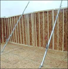 Figure 23 - Framed walls being erected using a jack.