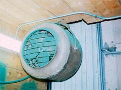 Fan in spray area.