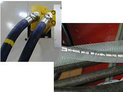 Close-up image of hoses and fittings.