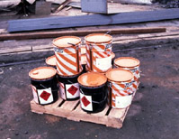 Figure 24: Containers of cleaning materials labeled with their hazards.