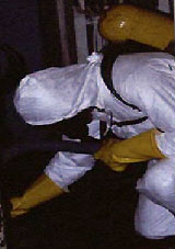 Figure 3: Worker protected from toxic fumes with SCBA respirator