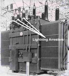 Figure 4. Lightning arrester on substation power transformer