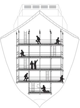 Diagram of hanging staging