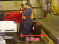 Figure 3. Keep carts approximately three feet from the belts to avoid repetitive lifting and twisting