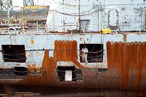 Figure 1: Ventilation and access holes cut into side of ship