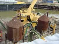 Figure 6: Working barge with vacuum bottles.