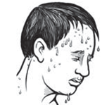 Illustration of a man's head who sweating