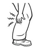 Illustration of a leg which denotes cramping