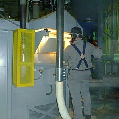 Furnace that melts lead for the Barton Process