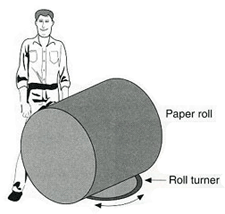 Figure 15. A roll turner on the floor to turn and stage rolls. The roll turner can be a built-in turntable or just a piece of thin plywood.